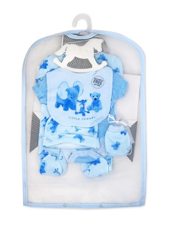 Подарочный набор из 6 предметов для новорожденных Layette Little Friends Rock-A-Bye Baby Boutique — изображение 2 из 7, синий