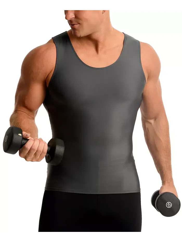 Мужская компрессионная майка Muscle Tank Top для активного образа жизни Instaslim — изображение 5 из 6, серый