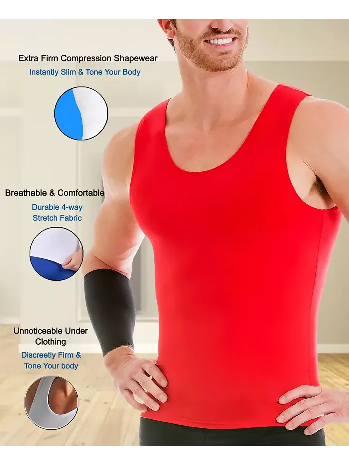 Мужская компрессионная майка Muscle Tank Top для активного образа жизни Instaslim — изображение 3 из 5, красный