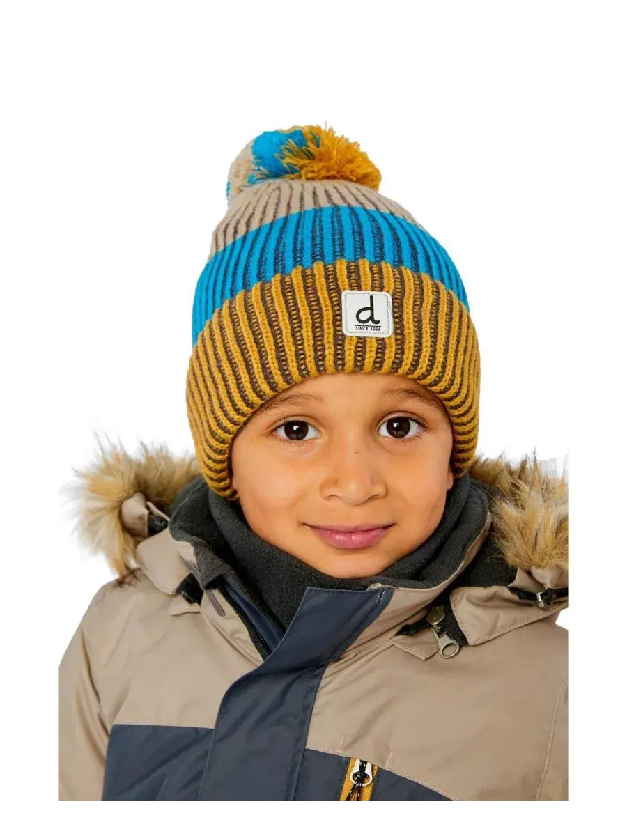 Зимняя вязаная шапка с помпоном, модель Winter Knit Hat Deux par Deux — изображение 2 из 5, синий желтый