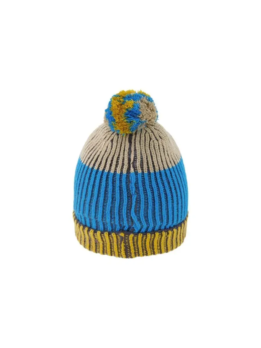 Зимняя вязаная шапка с помпоном, модель Winter Knit Hat Deux par Deux — изображение 3 из 5, синий желтый
