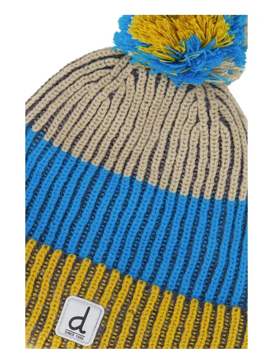 Зимняя вязаная шапка с помпоном, модель Winter Knit Hat Deux par Deux — изображение 4 из 5, синий желтый