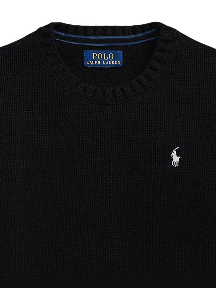 Детский свитер с круглым вырезом, с длинным рукавом, с вышивкой Polo Ralph Lauren — изображение 3 из 3, черный
