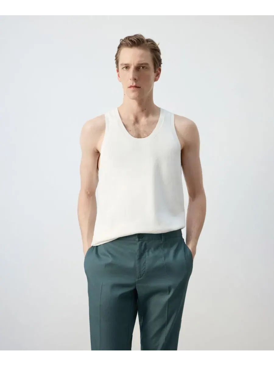 Мужской топ-безрукавка Slim Fit из хлопка MANGO