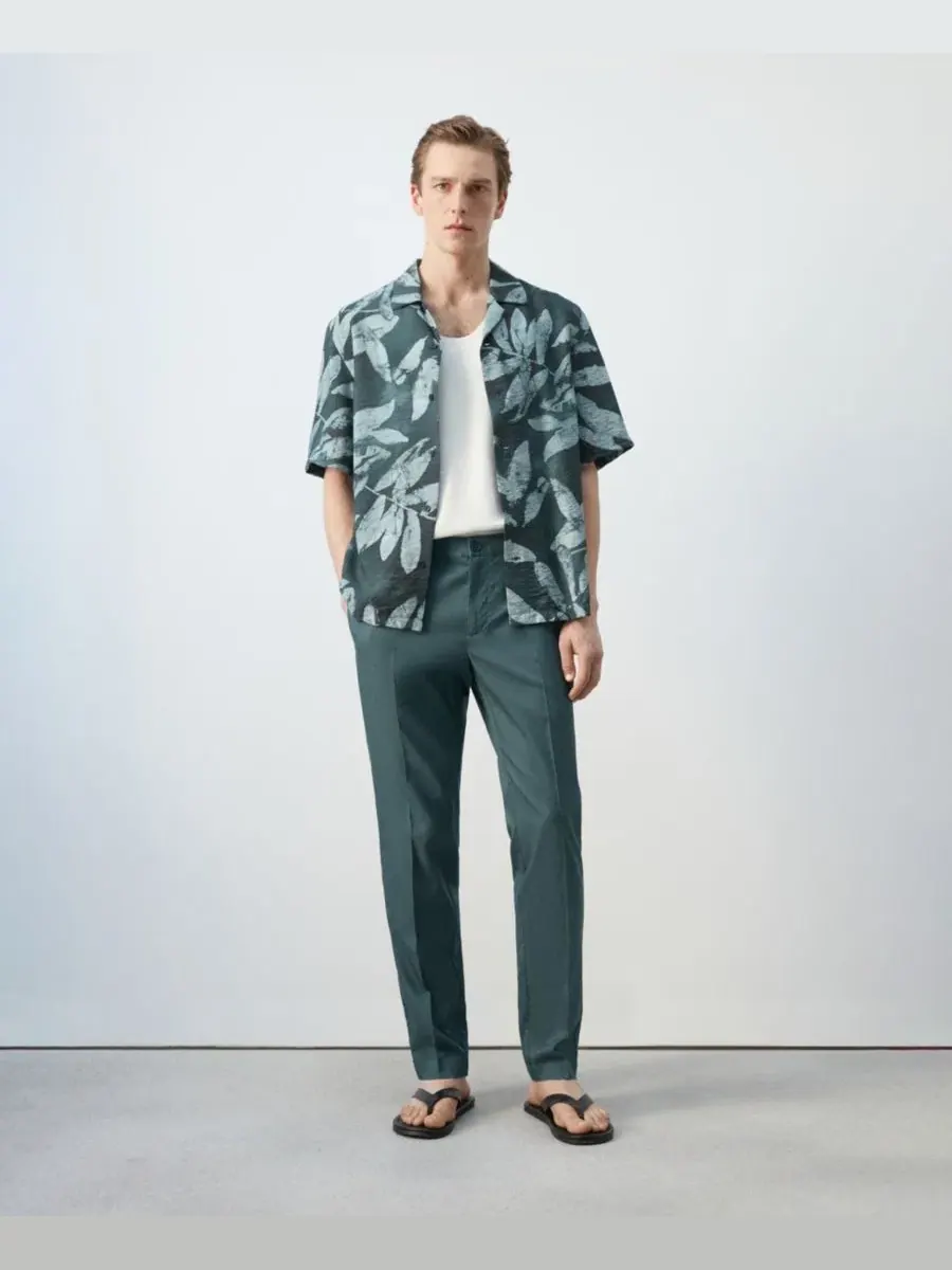 Мужской топ-безрукавка Slim Fit из хлопка MANGO — изображение 7 из 7, белый