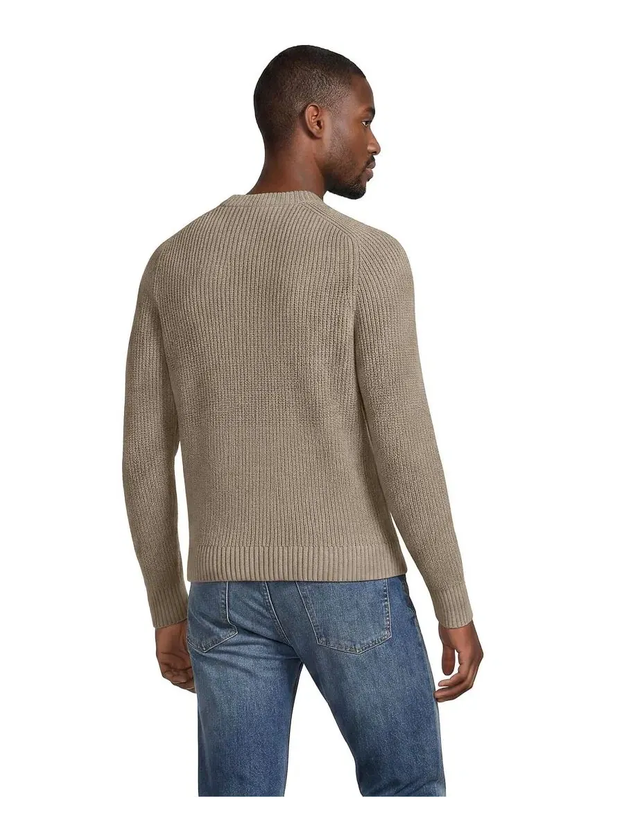 Свитер мужской Drifter Saddle с круглым вырезом Lands' End, Light Sandstone Heather — изображение 3 из 3