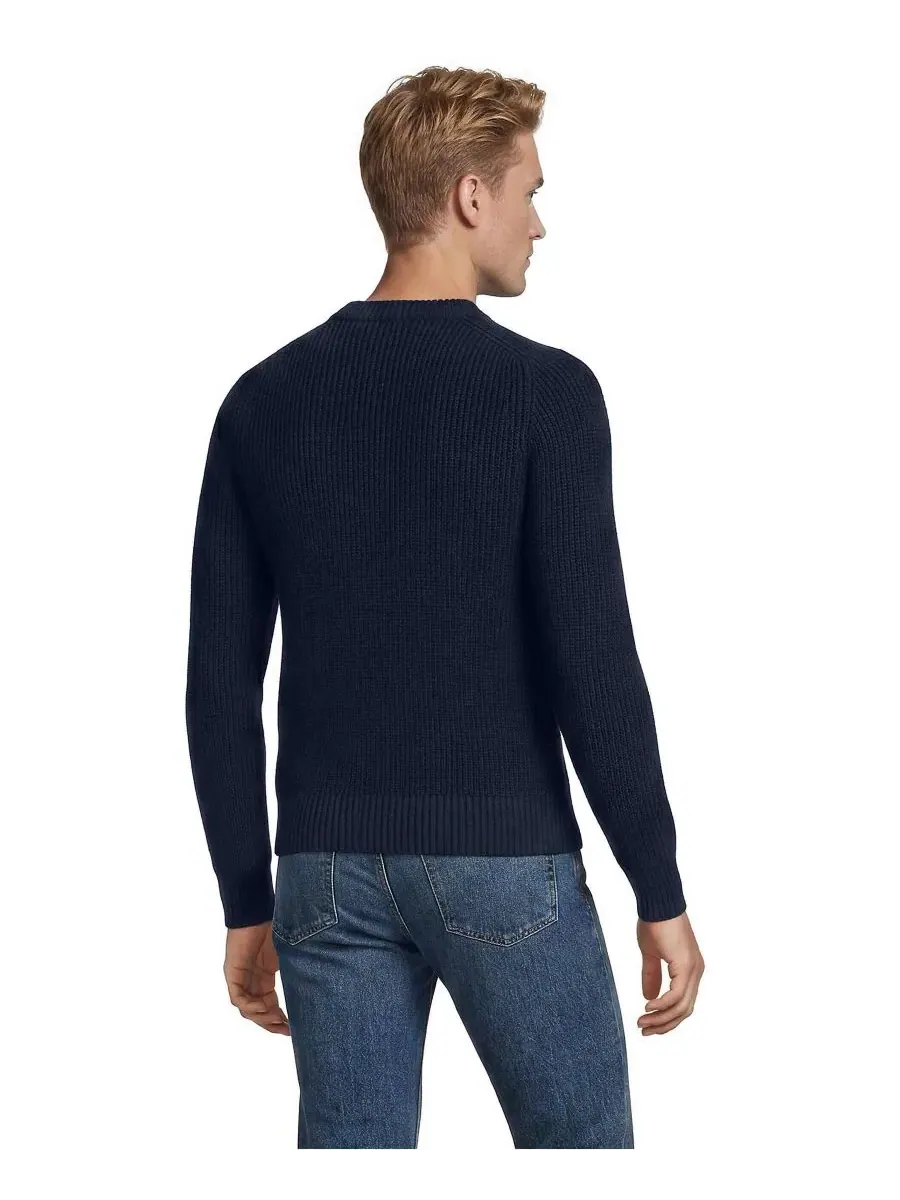 Мужской свитер с круглым вырезом Drifter Saddle Crewneck Shaker Lands' End — изображение 3 из 3, темно-синий