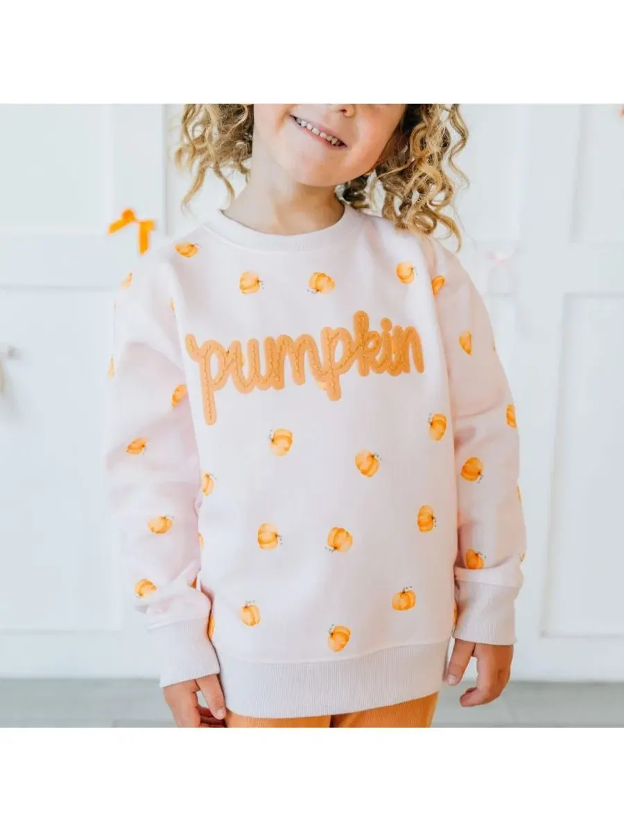 Свитшот с принтом Pumpkin Stitch Patch Sweet Wink — изображение 3 из 5, розовый