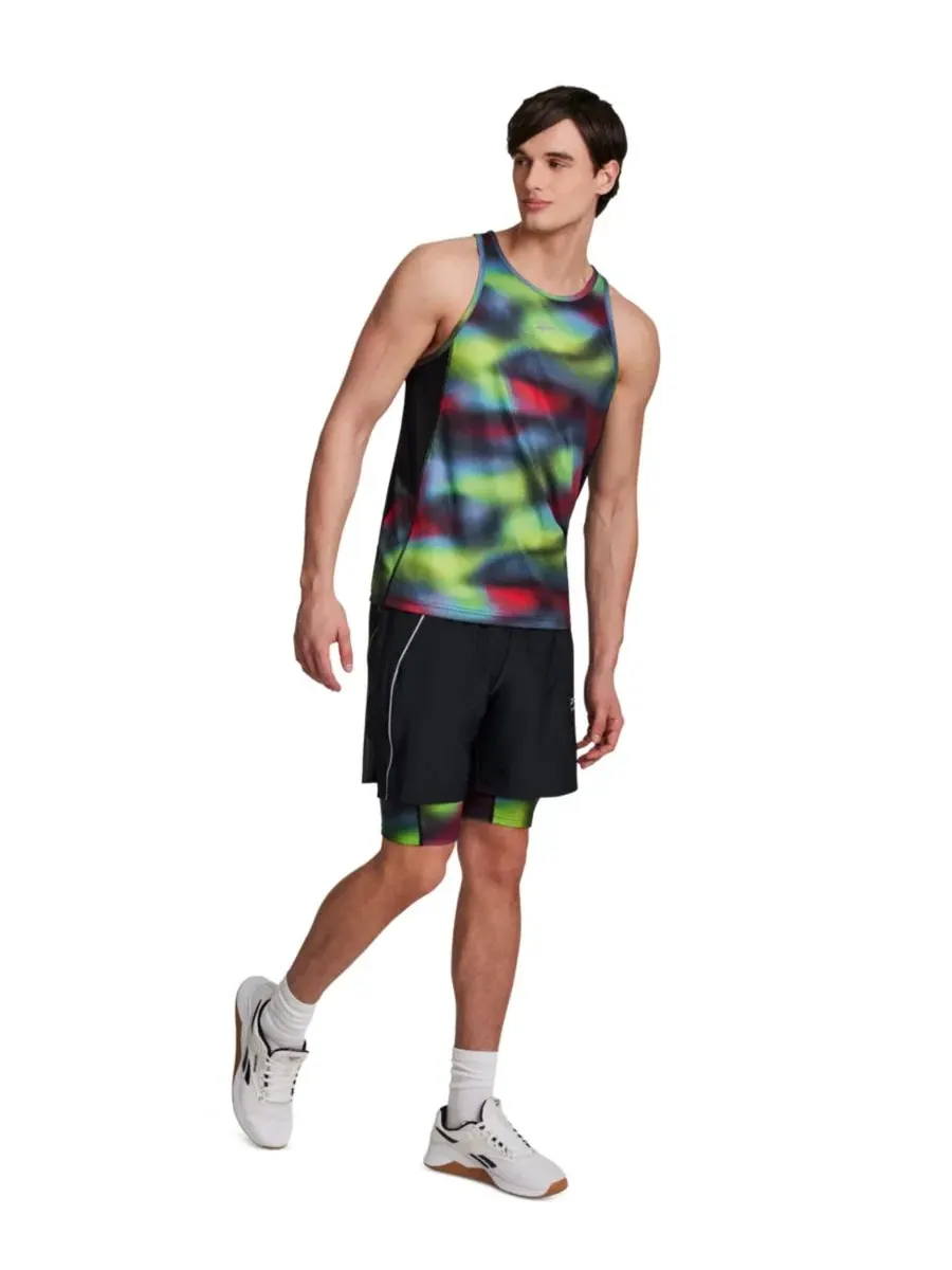 Мужская майка-безрукавка Run Distort Speed Singlet с принтом омбре Reebok — изображение 2 из 4, мульти/черный