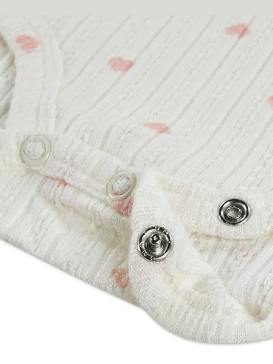 Боди с длинным рукавом и оборкой Henley Pink Hearts abercrombie kids — изображение 3 из 4, розовый