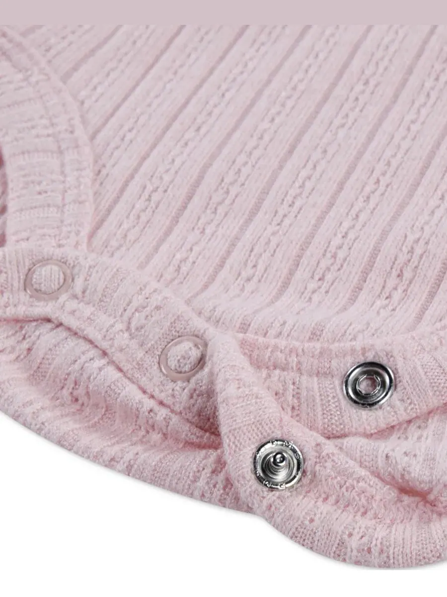 Боди с длинным рукавом с рюшами и воротником-поло Henley, бренд abercrombie kids — изображение 3 из 4, розовый