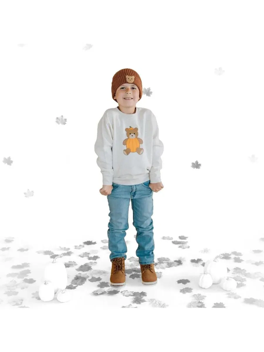 Свитшот с принтом медведя Pumpkin Teddy Bear Patch Sweet Wink — изображение 2 из 6, серый