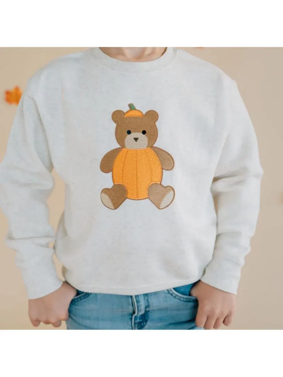 Свитшот с принтом медведя Pumpkin Teddy Bear Patch Sweet Wink — изображение 3 из 6, серый