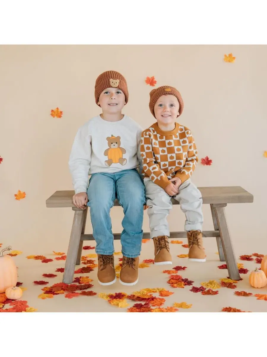Свитшот с принтом медведя Pumpkin Teddy Bear Patch Sweet Wink — изображение 4 из 6, серый