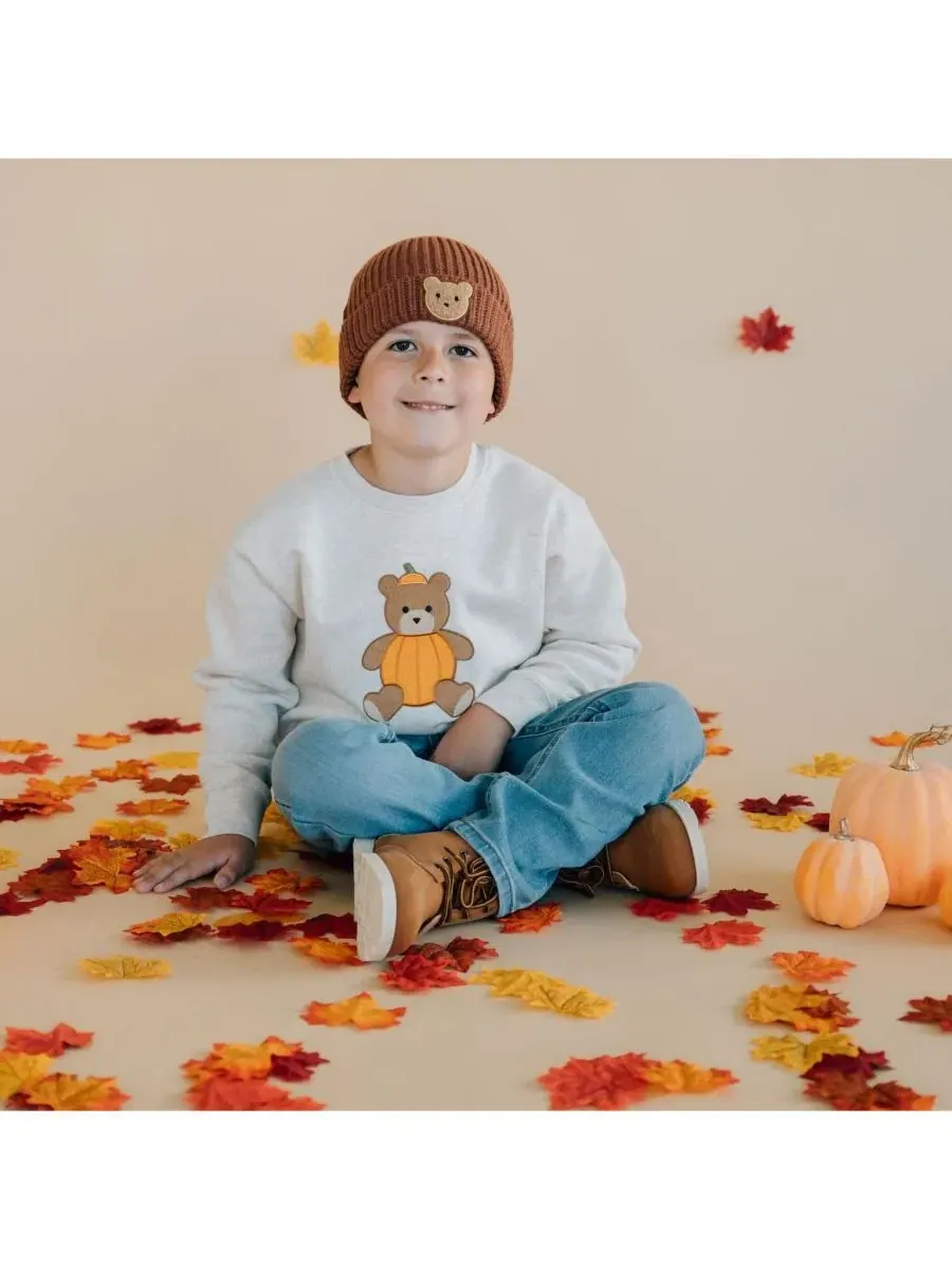 Свитшот с принтом медведя Pumpkin Teddy Bear Patch Sweet Wink — изображение 5 из 6, серый