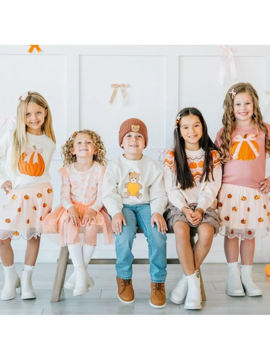 Свитшот с принтом медведя Pumpkin Teddy Bear Patch Sweet Wink — изображение 6 из 6, серый