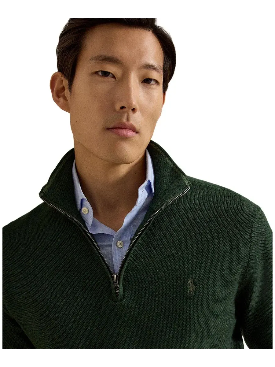 Свитер с воротником-поло из хлопка Polo Ralph Lauren, Lodgepole Pine Heather — изображение 3 из 5