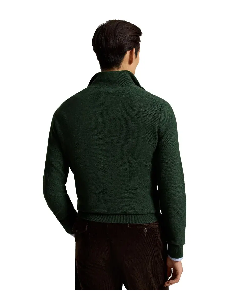 Свитер с воротником-поло из хлопка Polo Ralph Lauren, Lodgepole Pine Heather — изображение 4 из 5