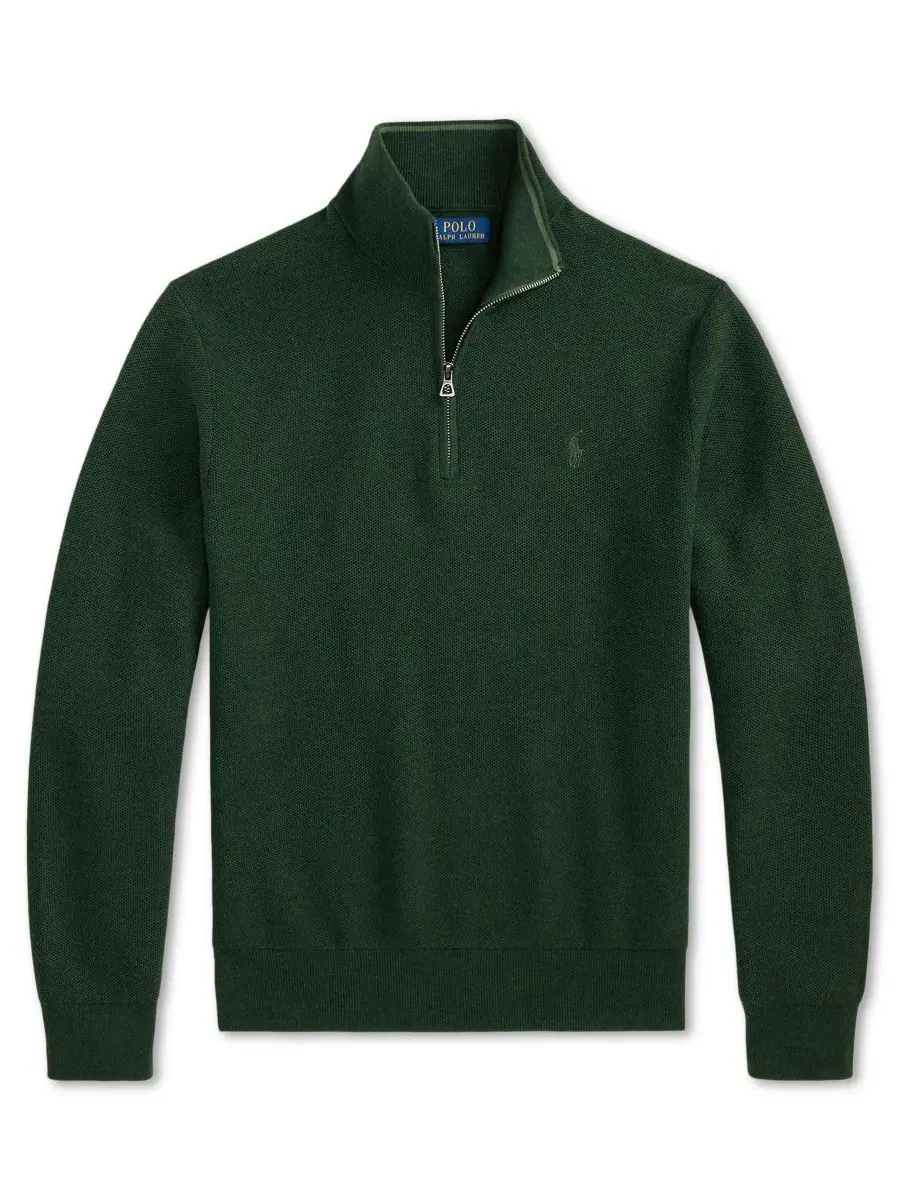 Свитер с воротником-поло из хлопка Polo Ralph Lauren, Lodgepole Pine Heather — изображение 5 из 5