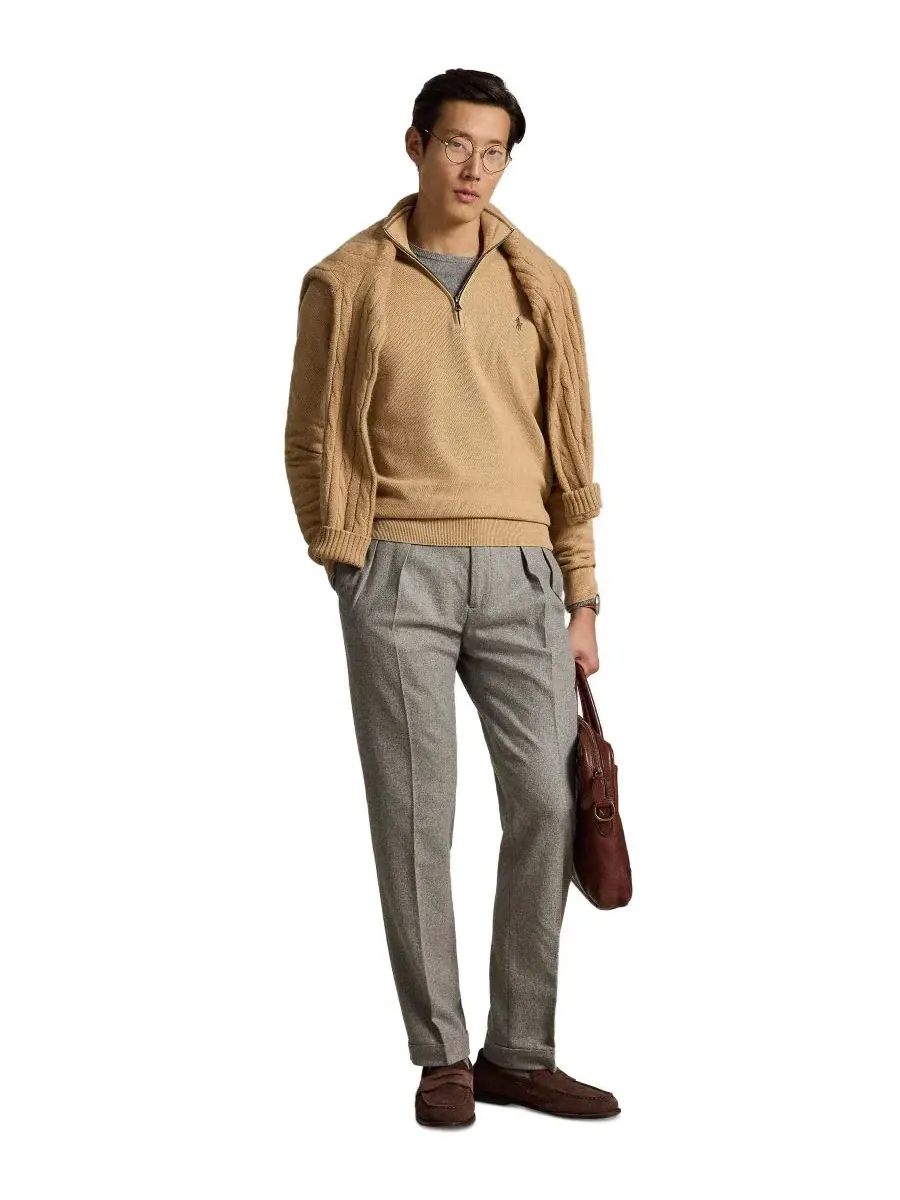 Свитер с воротником-стойкой и молнией Polo Ralph Lauren, Camel Melange — изображение 2 из 5