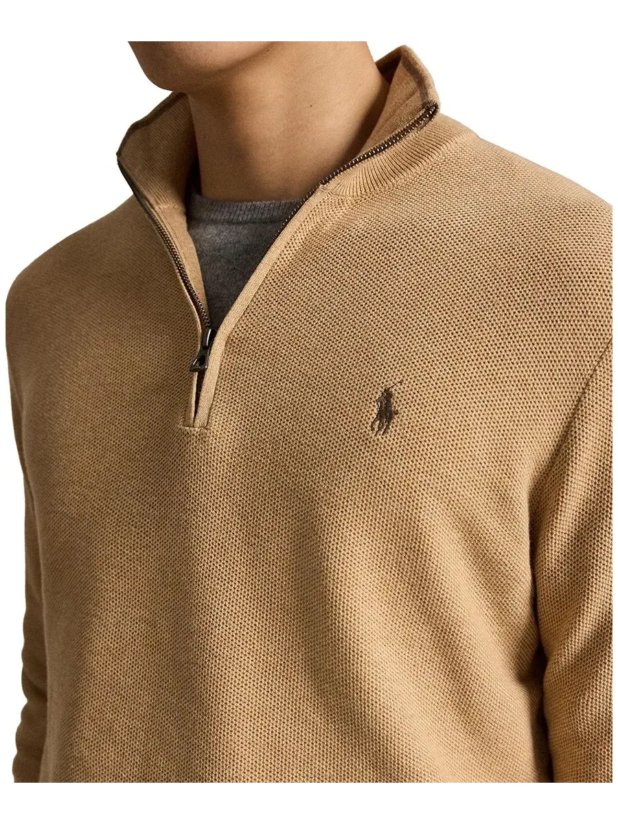Свитер с воротником-стойкой и молнией Polo Ralph Lauren, Camel Melange — изображение 3 из 5