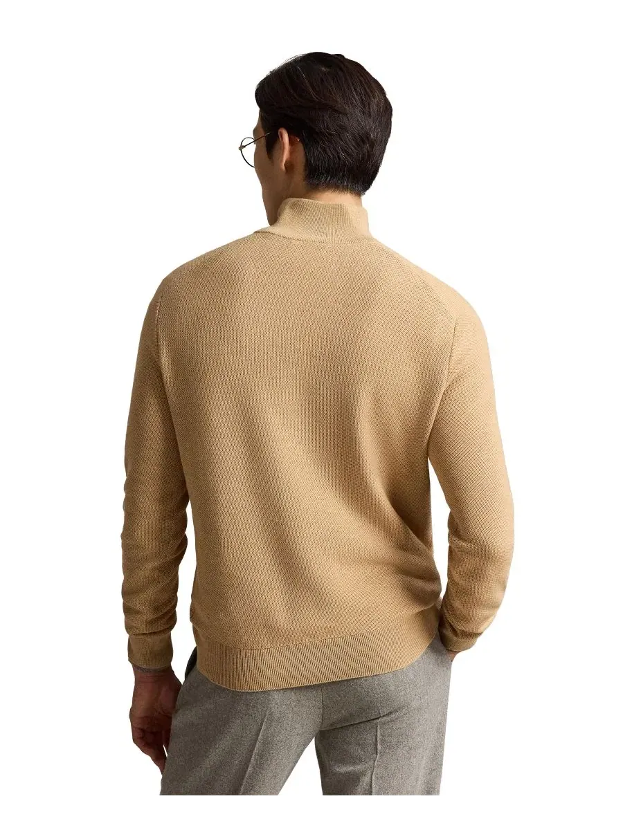 Свитер с воротником-стойкой и молнией Polo Ralph Lauren, Camel Melange — изображение 4 из 5
