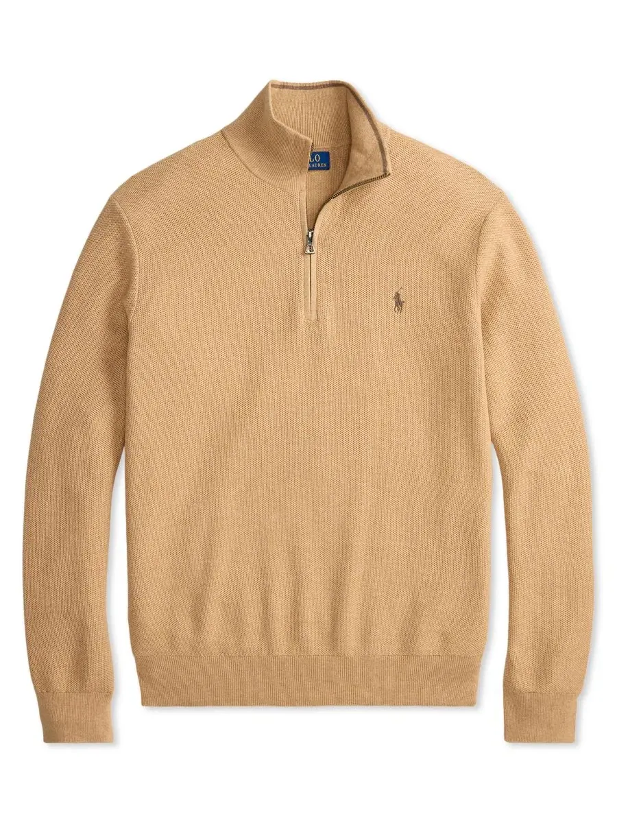 Свитер с воротником-стойкой и молнией Polo Ralph Lauren, Camel Melange — изображение 5 из 5