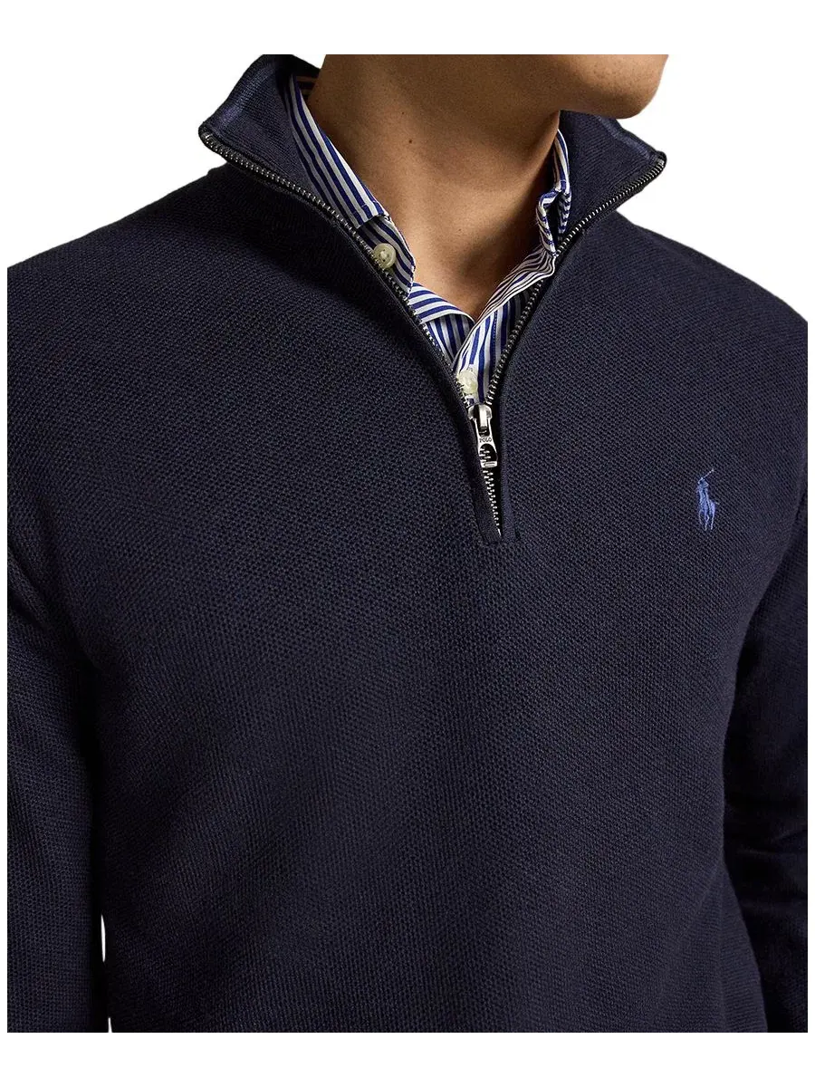 Мужской свитер с воротником-стойкой и молнией, из хлопка Polo Ralph Lauren — изображение 3 из 5, темно-синий