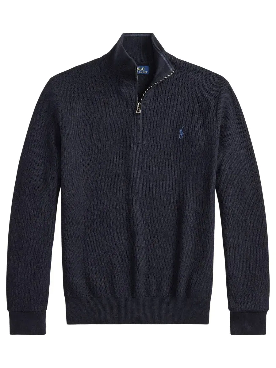 Мужской свитер с воротником-стойкой и молнией, из хлопка Polo Ralph Lauren — изображение 5 из 5, темно-синий
