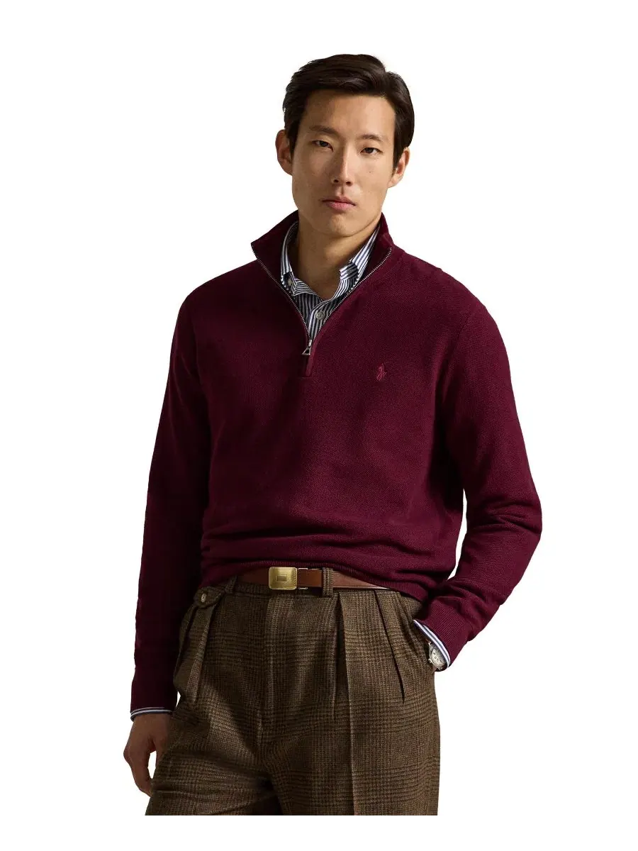 Свитер с воротником-гольф и молнией Polo Ralph Lauren — изображение 1 из 5, винный