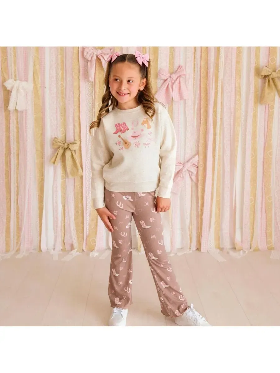 Леггинсы с расклешенным низом Howdy Darling Western Flare Sweet Wink — изображение 2 из 5, коричневый