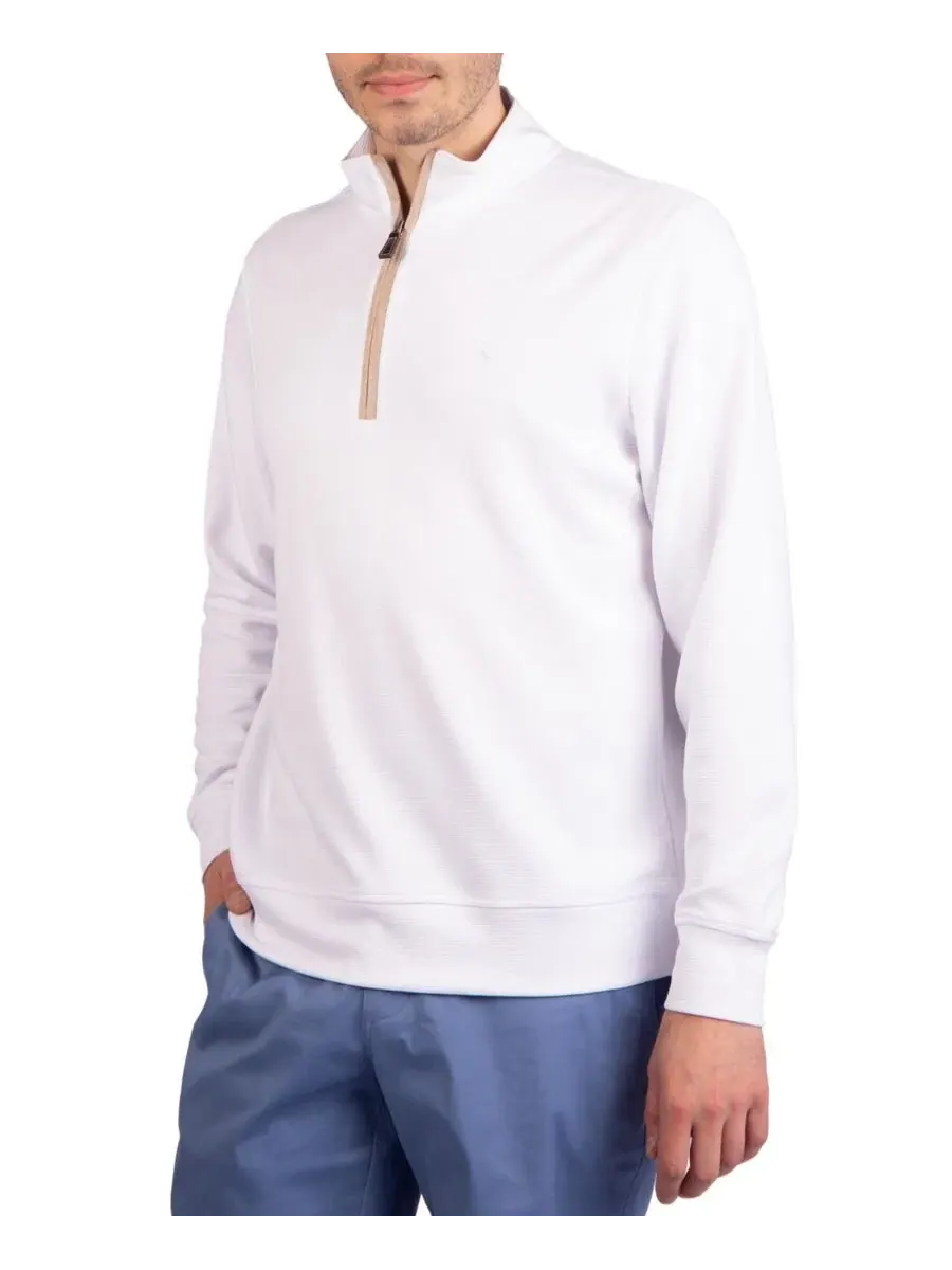 Свитер с четвертью молнией и отделкой из замши Ottoman Quarter Zip Tailorbyrd — изображение 3 из 3, белый