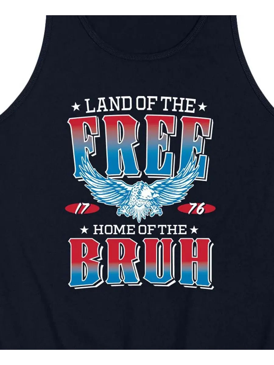 Мужская майка-безрукавка с принтом Land Of The Free Home Of The Bruh AIRWAVES — изображение 3 из 3, темно-синий