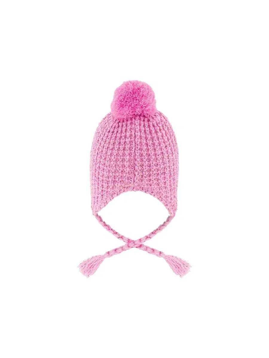 Детская зимняя вязаная шапка с помпоном, модель Peruvian Knit Deux par Deux — изображение 3 из 5, розовый