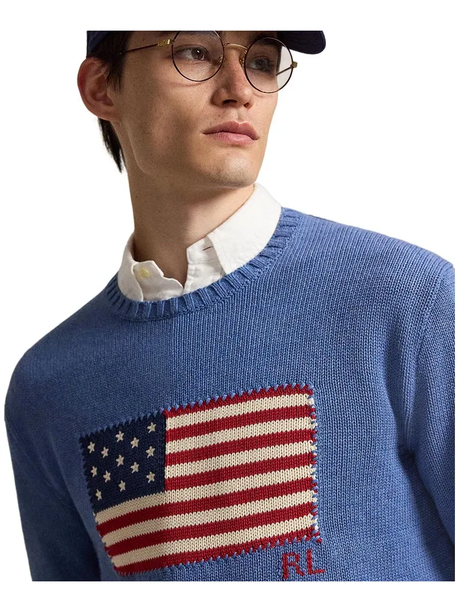 Свитер с круглым вырезом The Iconic Flag Crewneck Polo Ralph Lauren — изображение 3 из 5, синий