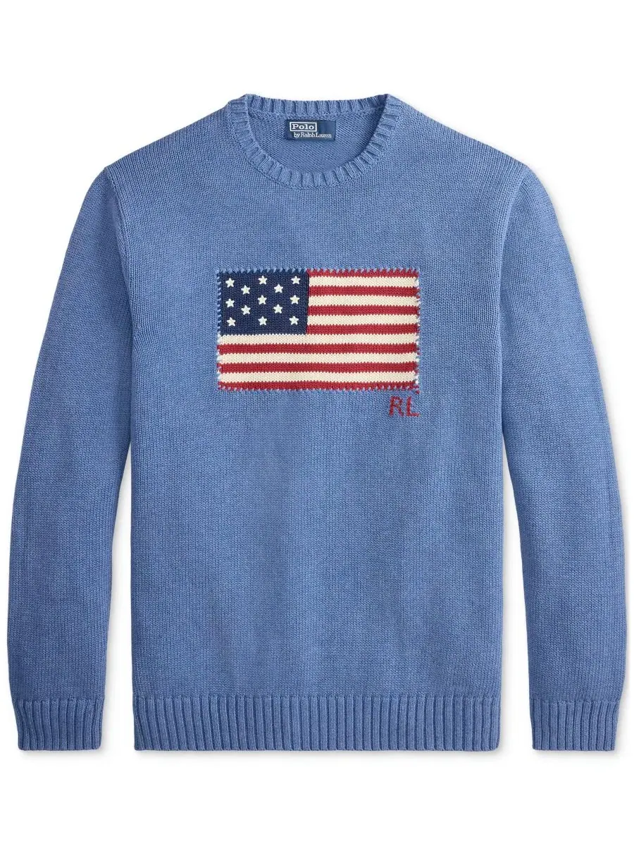 Свитер с круглым вырезом The Iconic Flag Crewneck Polo Ralph Lauren — изображение 5 из 5, синий