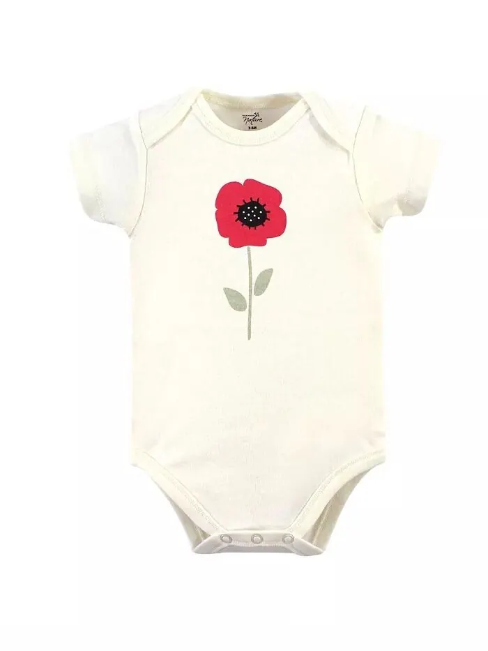 Боди для девочек из органического хлопка, 5 шт., цвет Poppy Touched by Nature — изображение 5 из 6