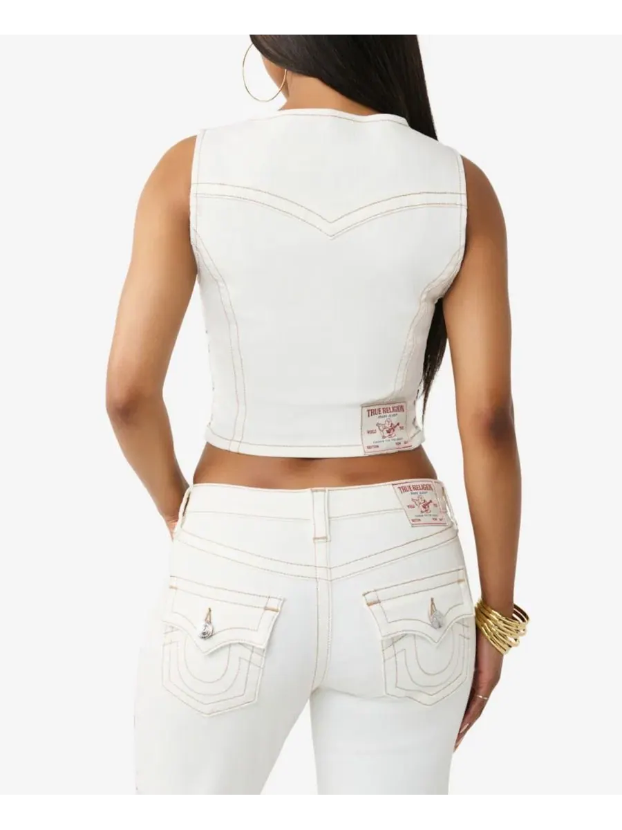 Женский джинсовый топ со шнуровкой True Religion — изображение 4 из 4, белый