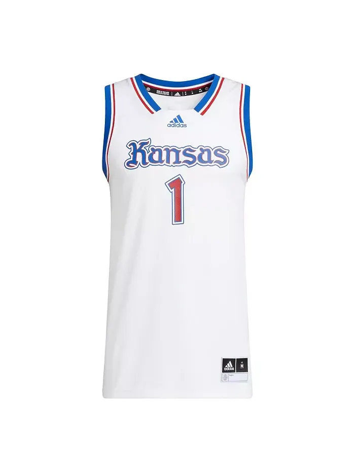 Мужская майка Swingman №1 команды Kansas Jayhawks adidas — изображение 2 из 4, белый/синий