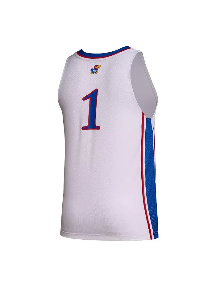 Мужская майка Swingman №1 команды Kansas Jayhawks adidas — изображение 3 из 4, белый/синий