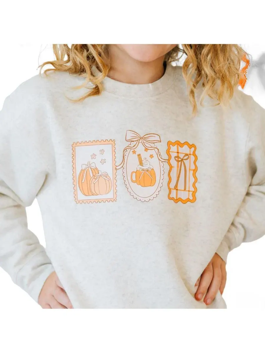 Свитшот с принтом Pumpkin Cameo Sweet Wink — изображение 3 из 5, серый