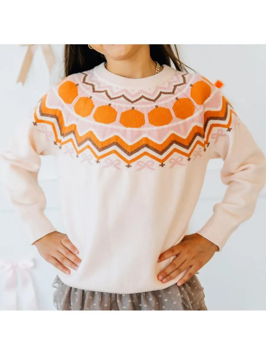 Детский свитер с принтом Pumpkin Fair Isle Sweet Wink — изображение 7 из 7, белый