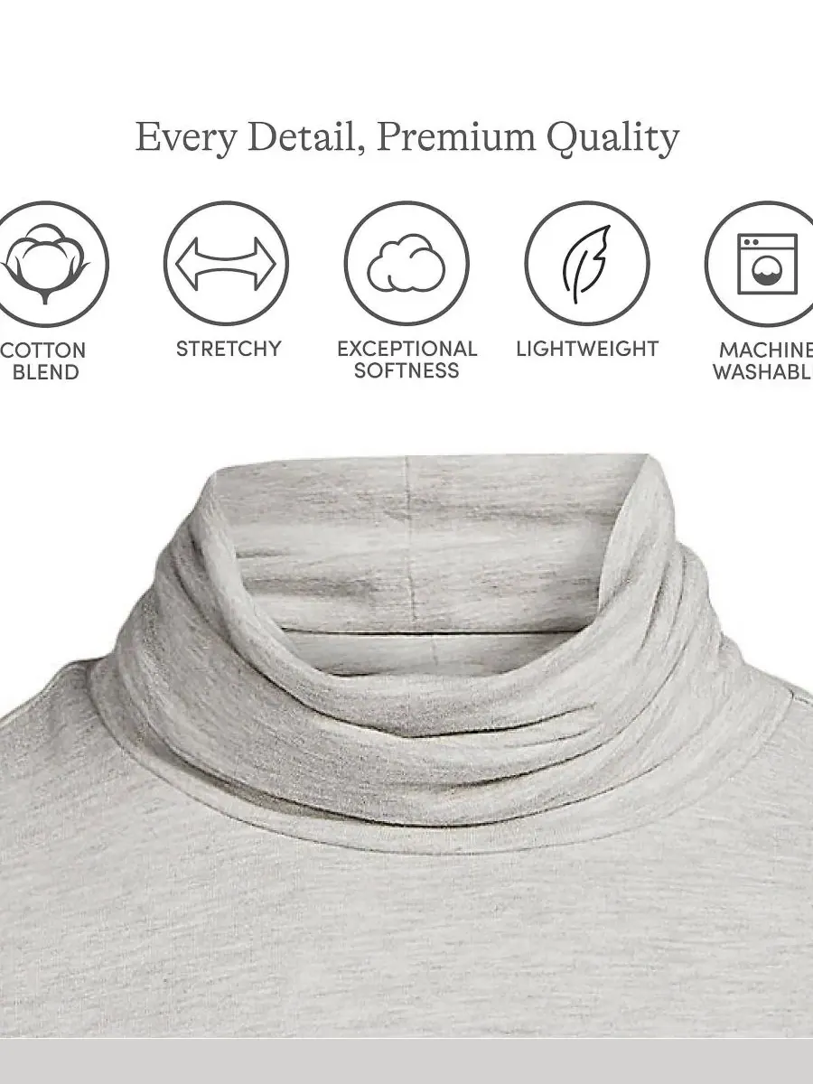 Женский облегающий лонгслив-водолазка Lands' End — изображение 3 из 4, серый