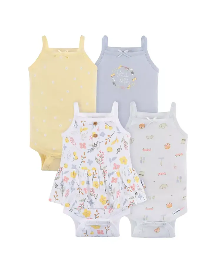 Комплект из 4 боди без рукавов для девочек Gerber
