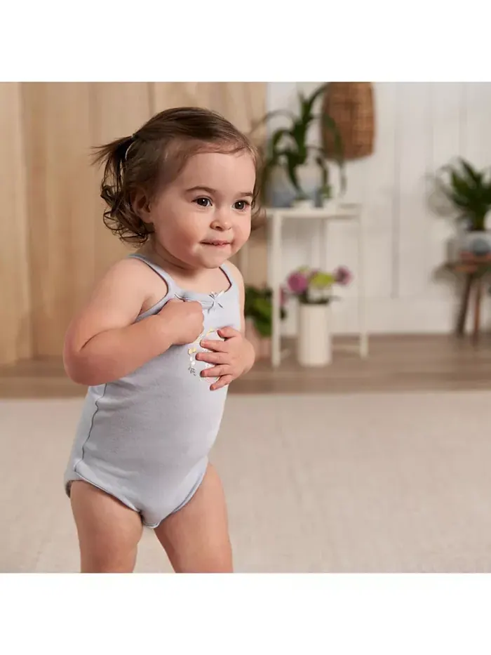 Комплект из 4 боди без рукавов для девочек Gerber — изображение 2 из 8, белый