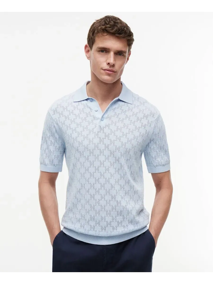 Свитер-поло с коротким рукавом, с ажурным узором Tommy Hilfiger
