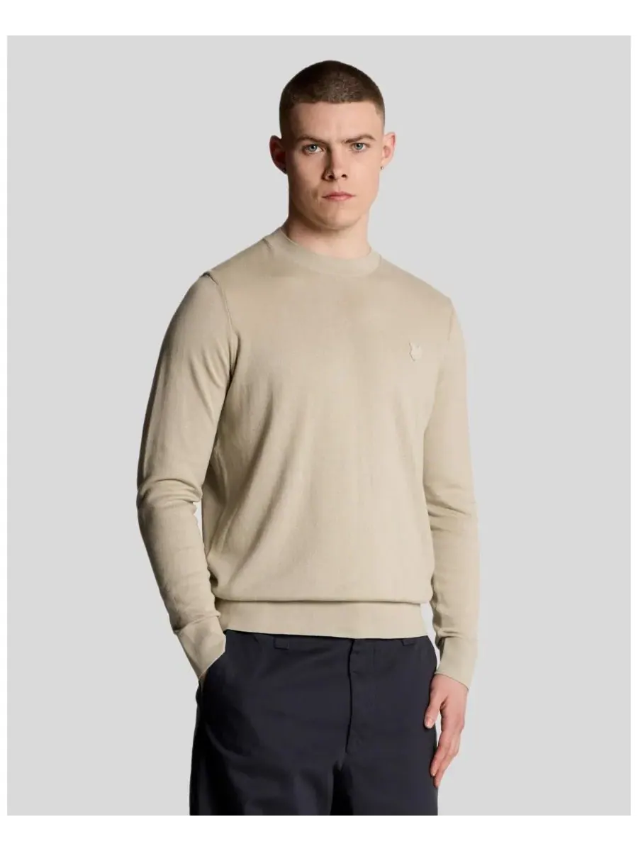Мужской однотонный свитер с круглым вырезом из тонкой ткани Lyle & Scott