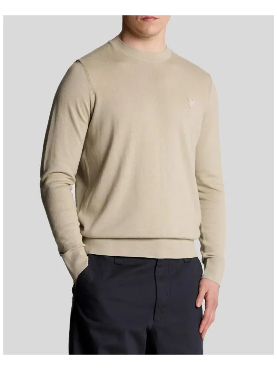 Мужской однотонный свитер с круглым вырезом из тонкой ткани Lyle & Scott — изображение 3 из 8, серый