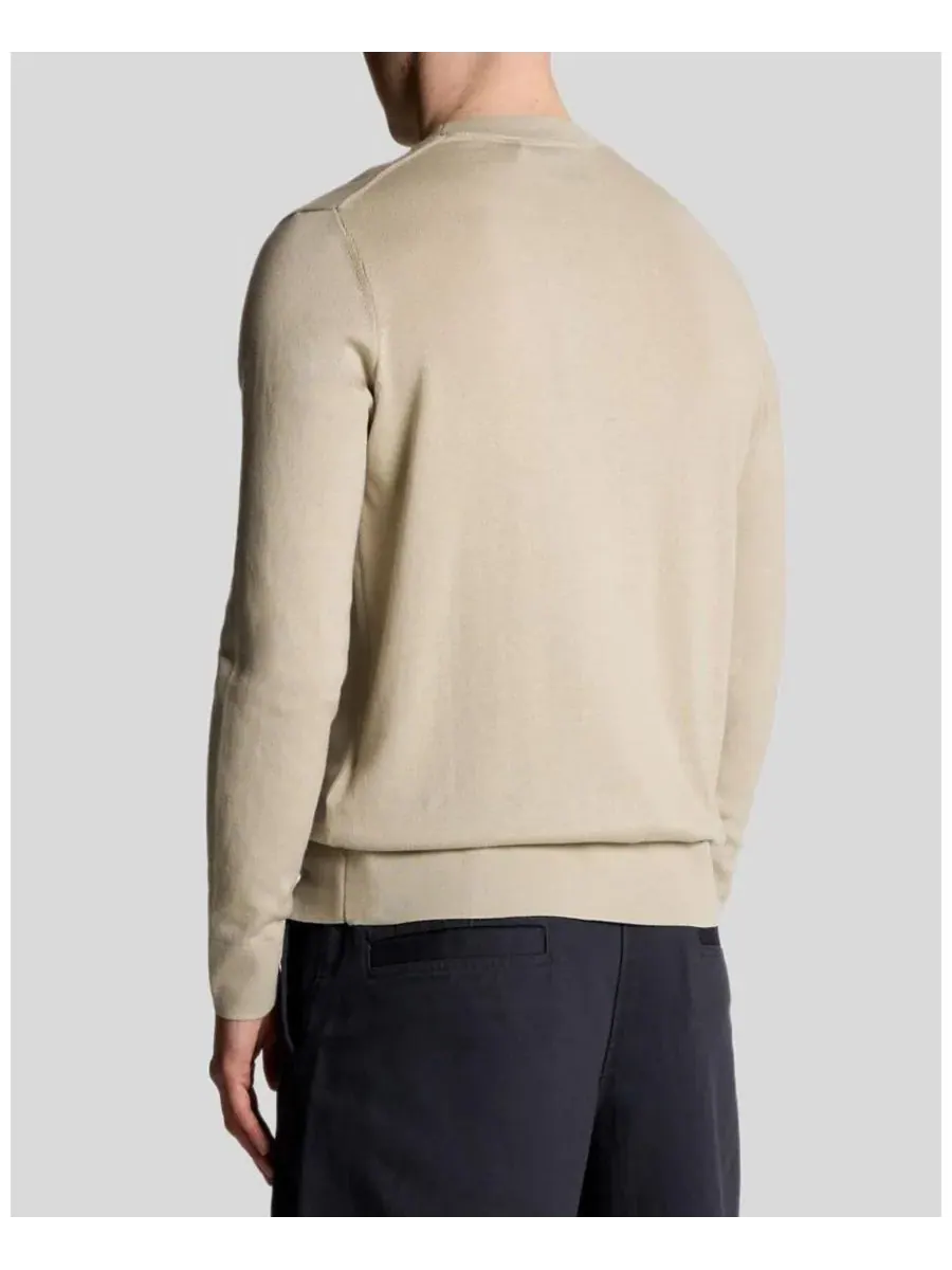 Мужской однотонный свитер с круглым вырезом из тонкой ткани Lyle & Scott — изображение 5 из 8, серый