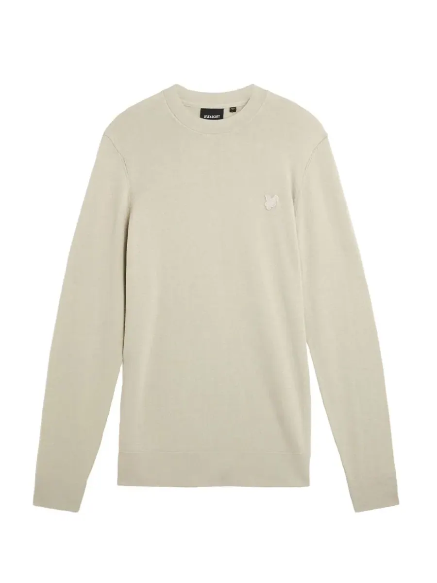 Мужской однотонный свитер с круглым вырезом из тонкой ткани Lyle & Scott — изображение 8 из 8, серый